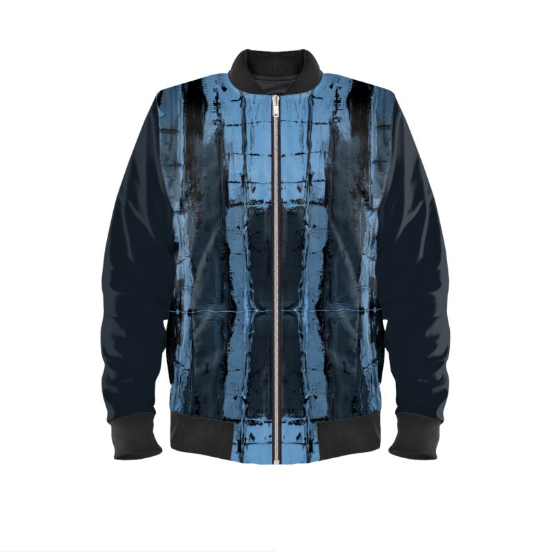 Men's Abstract Blue Art Bomber Jacket