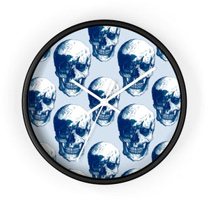 Blue Polka Skulls Wall Clock by Robert Bowen - Robert Bowen Tees