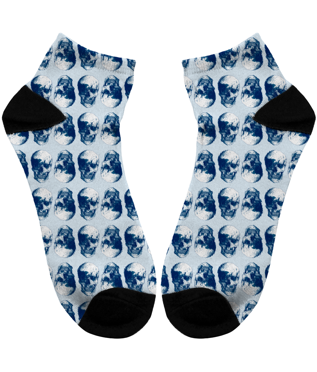 Men's Subli Ankle Socks Blue Skulls Opposites by Robert Bowen - Robert Bowen Tees