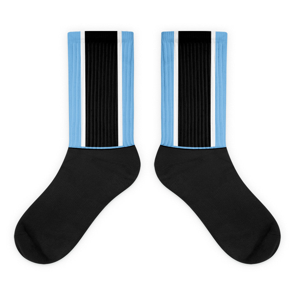 Windrush Blue, Black & White Black Foot Socks by Robert Bowen - Robert Bowen Tees
