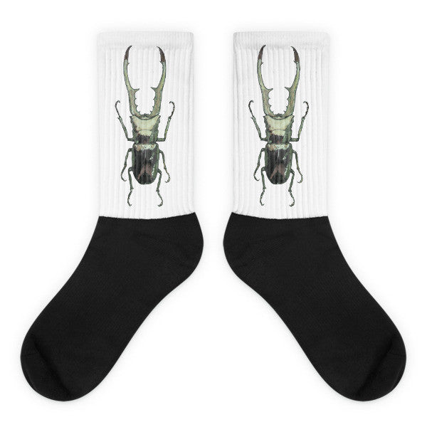 Stag Beetle by Robert Bowen Black Foot Socks - Robert Bowen Tees