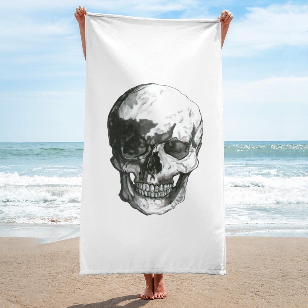 Skull Towel Illustration by Robert Bowen - Robert Bowen Tees