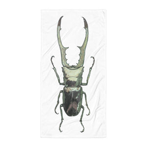 Stag Beetle Towel Illustrated by Robert Bowen - Robert Bowen Tees