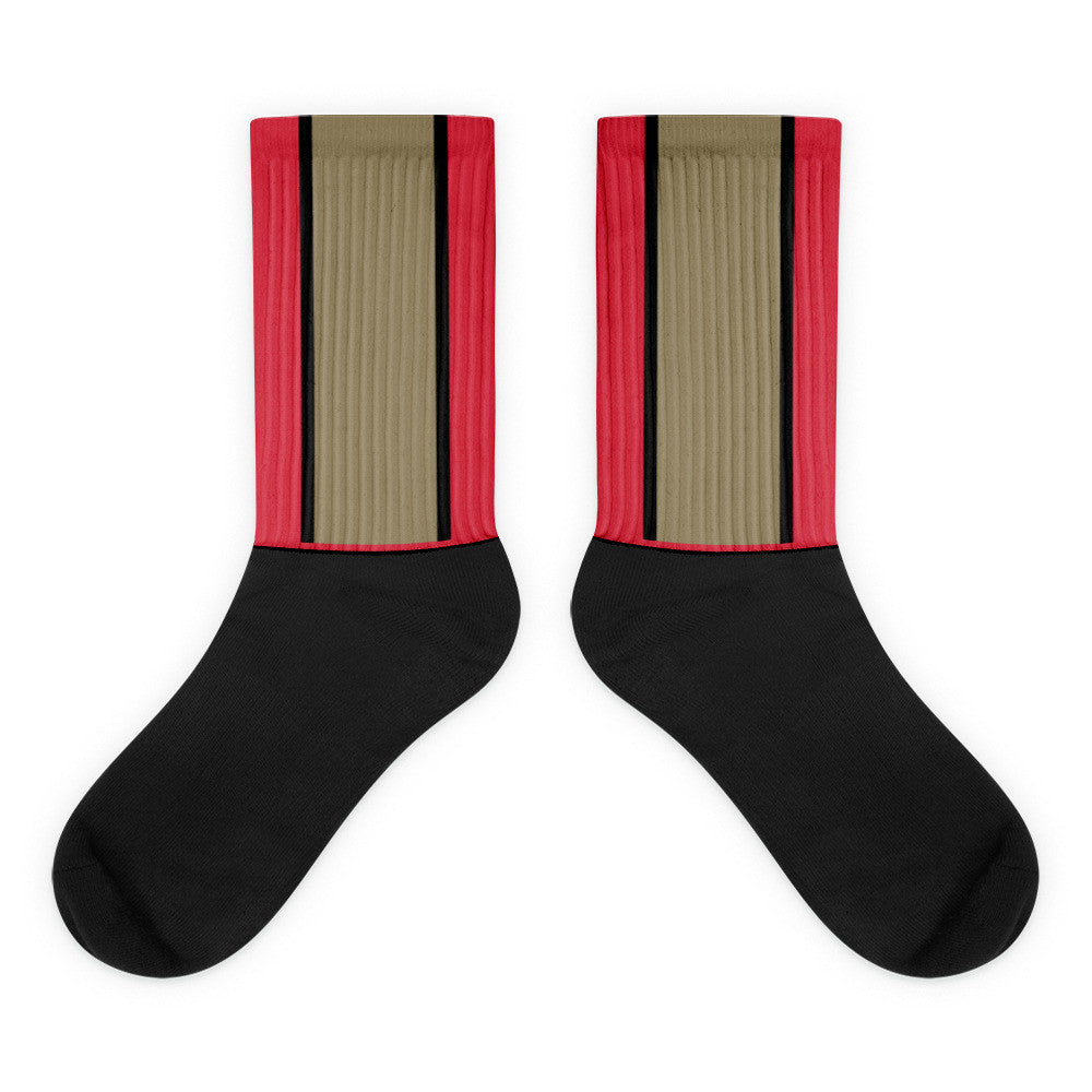 Windrush Red, Tan & Black Black Foot Socks by Robert Bowen - Robert Bowen Tees