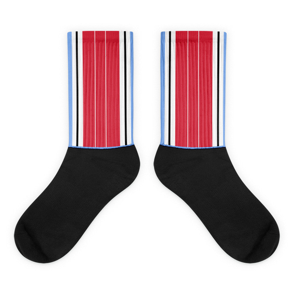 Windrush Blue & Red Black foot socks by Robert Bowen - Robert Bowen Tees