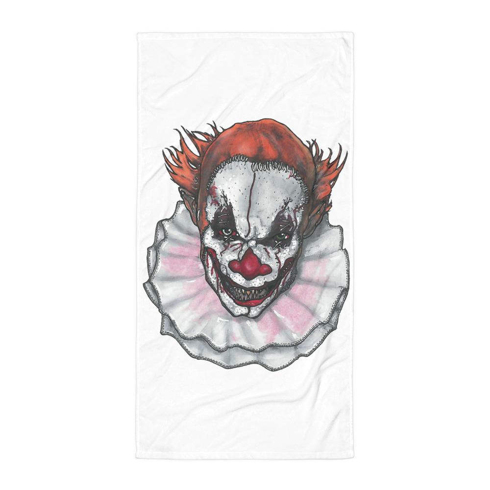 Scary Clown Towel Illustrated by Robert Bowen - Robert Bowen Tees