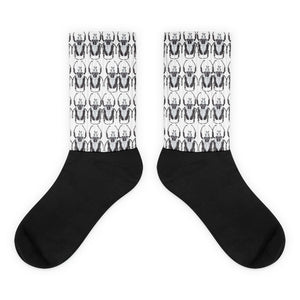 Black & White Beetles Black Foot Socks by Robert Bowen - Robert Bowen Tees