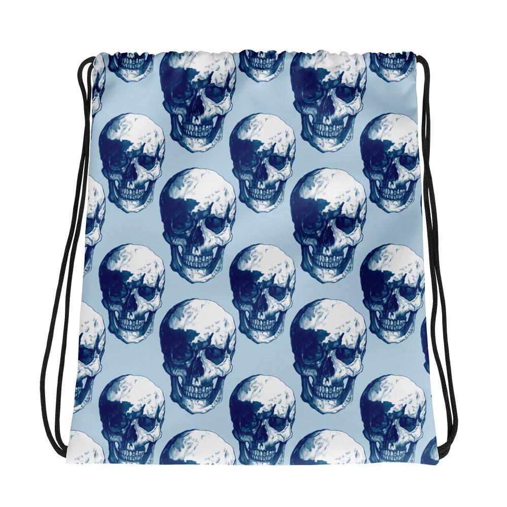 Blue Skulls Drawstring Bag by Robert Bowen - Robert Bowen Tees