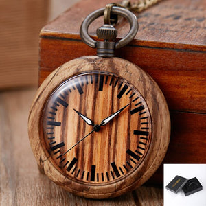 Unisex Wooden Quartz Pocket Watch