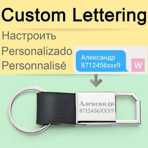 Custom Leather Stainless Steel Personalised Key-Ring