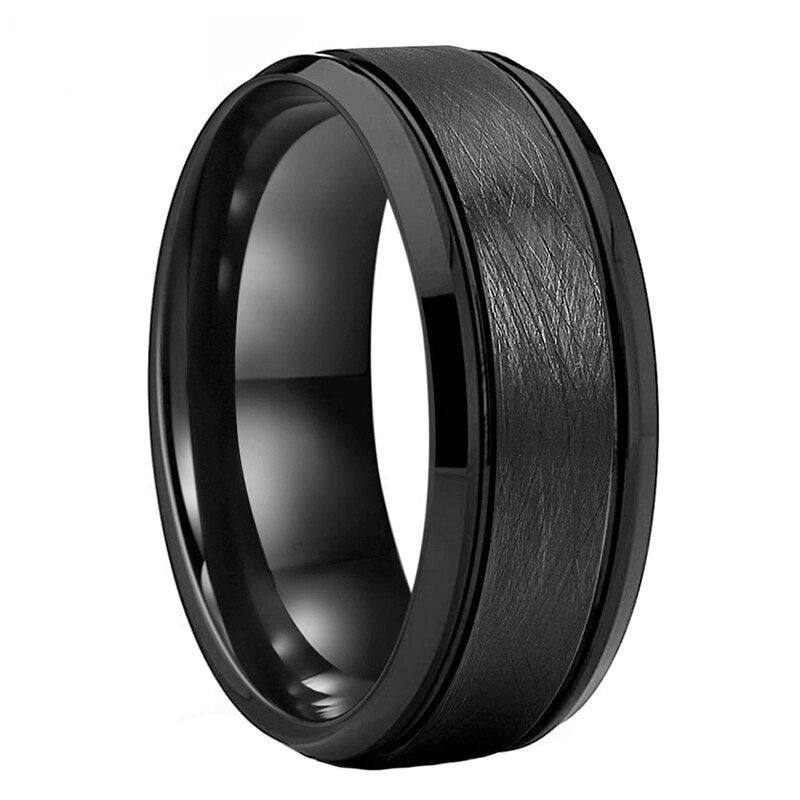 Men's Unique Brushed Tungsten Ring