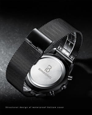 Men's Chronograph Quartz Black Leather Watch