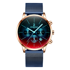 Men's Chronograph Quartz Black Leather Watch