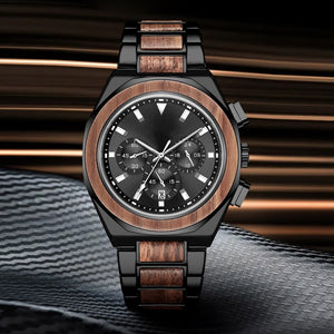 Men's Wooden Multifunction Chronograph Quartz Watch