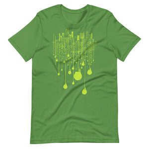 City Lime Green Bulb Lights Multi-Print Short-Sleeve Unisex T-Shirt