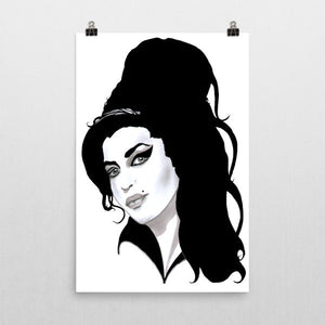 Amy Winehouse Black Ink Poster - Robert Bowen Tees