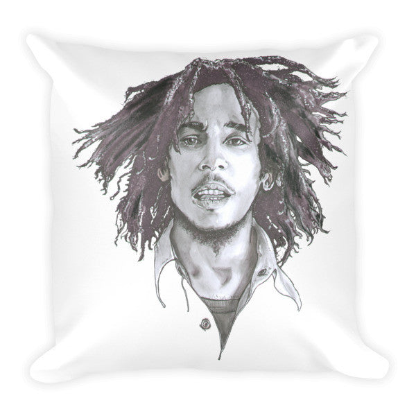 Bob Marley The Legend Black Ink Cushion - Robert Bowen Tees
