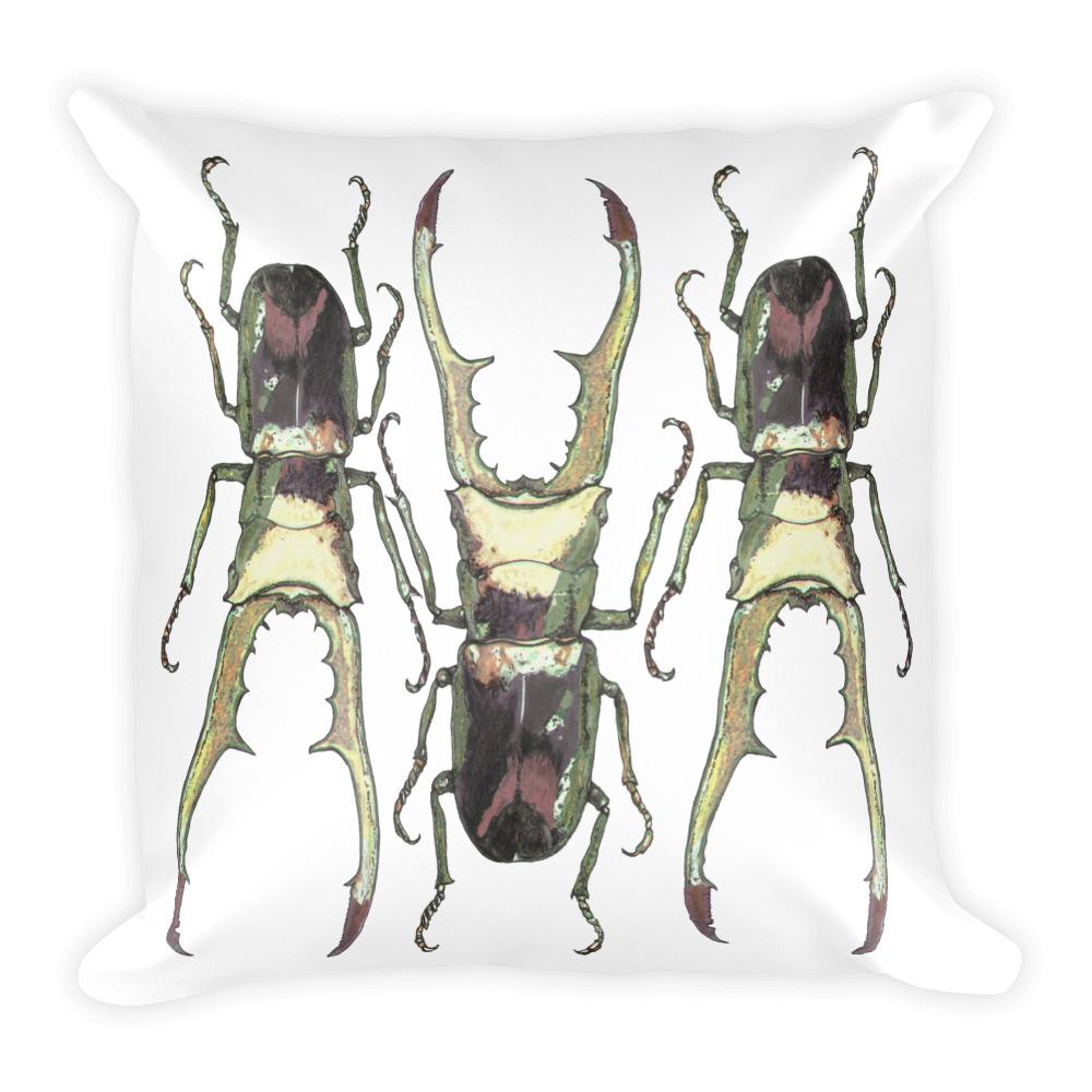 Robert Bowen Triple Stag Beetles Square Cushion - Robert Bowen Tees