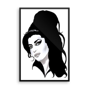 Amy Winehouse Black Ink Framed Poster - Robert Bowen Tees