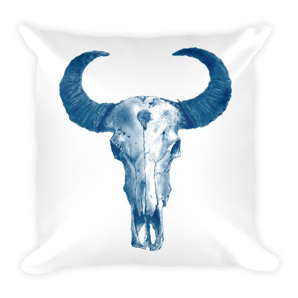 Ram Skull Blue Ink Cushion - Robert Bowen Tees