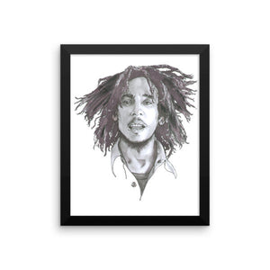 Bob Marley Black Ink Framed Poster - Robert Bowen Tees