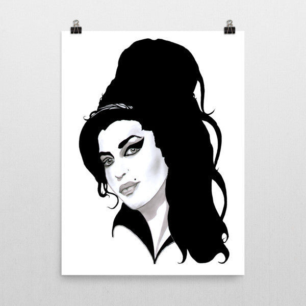 Amy Winehouse Black Ink Poster - Robert Bowen Tees
