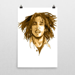 Bob Marley Brown Ink Poster - Robert Bowen Tees