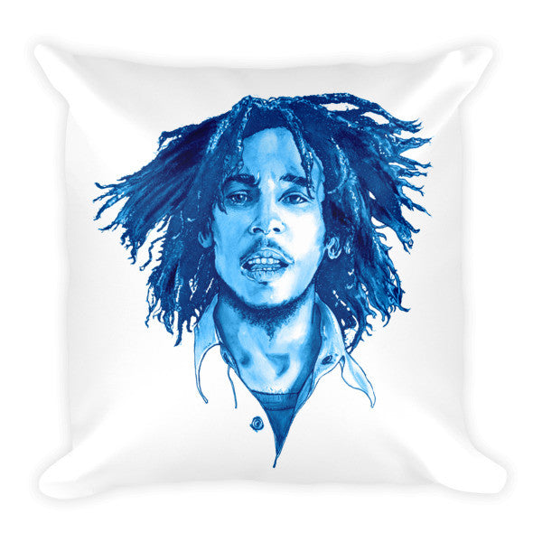 Bob Marley the Legend Blue Ink Cushion - Robert Bowen Tees