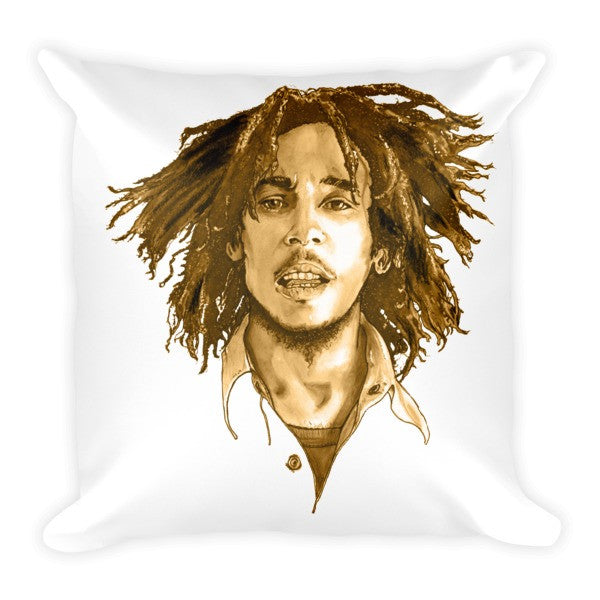 Bob Marley The Legend Brown Ink Cushion - Robert Bowen Tees
