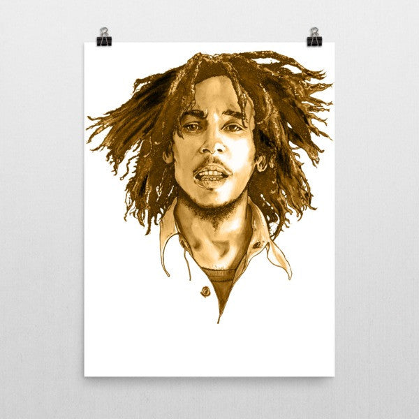 Bob Marley Brown Ink Poster - Robert Bowen Tees