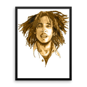 Bob Marley Brown Ink Framed Poster - Robert Bowen Tees