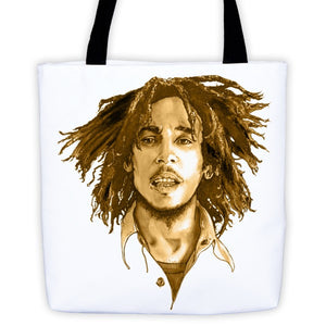 Bob Marley The Legend Brown Ink Tote Bag - Robert Bowen Tees