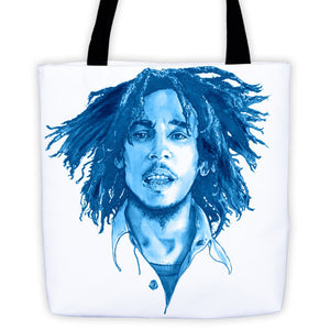 Bob Marley The Legend Blue Ink Tote Bag - Robert Bowen Tees